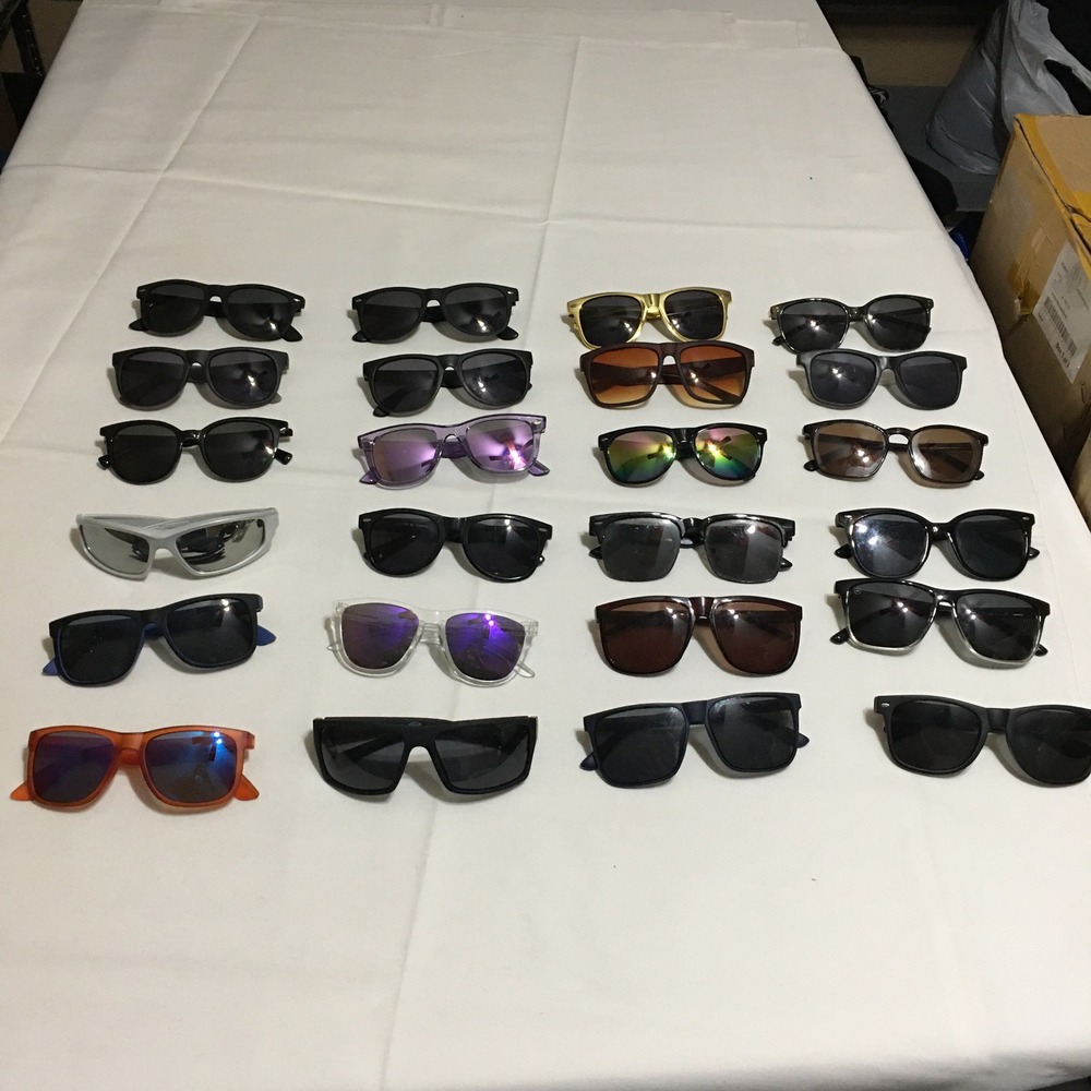Lot of 24 Sunglasses Mixed Brand Unisex OS Black Multi Sport Square